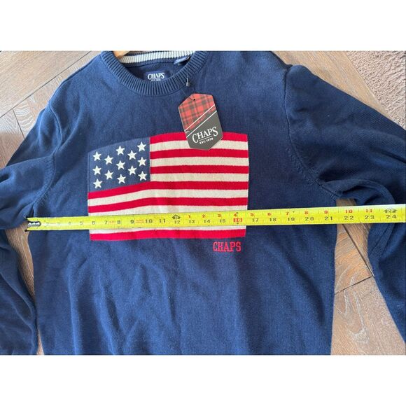 NWT Chaps American Flag Sweater In Navy Men’s Size Large - Picture 6 of 8